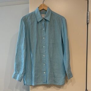 Vintage 100% Linen Liz Claiborne Button Down Shirt in Sky Blue, size M
